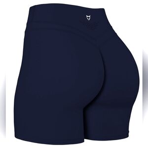 Blue Bike Shorts with Classic Cut and Structured Fabric